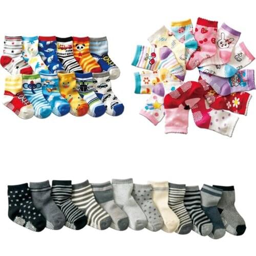 6 Pairs/lot 0 to 5 Yrs Four Seasons Sock For Boys Girl Toddlers Infants Non Skid Floor Socks Cotton Unisex Childrens White Sock