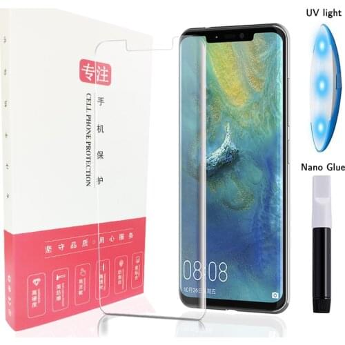 High-tech Ultra-thin UV Glue Tempered Glass For Huawei Mate 20 Pro Bend Edge Cover Phone Screen Protector Transparent Film