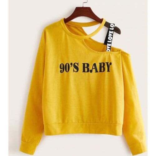 2021 New Woman Sweatshirt Print Harajuku Casual Loose Women Tops Pullovers Fashion Spring Off The Shoulder Street Wild Outerwear