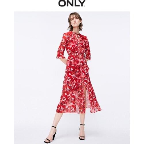 ONLY Womens Neckline Lace Chiffon Dress | 119107609