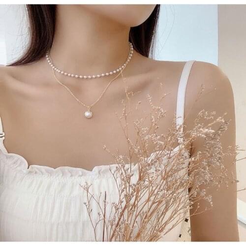 Elegant White Irregular Pearl Choker Necklace For Women Cross Heart Coin Pendant Trendy Statement Chain Wedding Mom Jewelry 2021