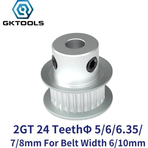 GKTOOLS 24 Teeth 2M 2GT Timing Pulley Bore 5/6/6.35/7/8mm for GT2 Closed Synchronous Belt Width 6/10/15mm Small Backlash 24Teeth