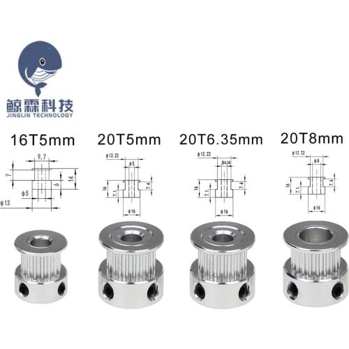 1PCS 3D Printer parts 20 teeth GT2 Timing Pulley Bore 5mm 6.35mm 8mm for Width 6mm GT2 synchronous belt 2GT Belt 20teeth pulley