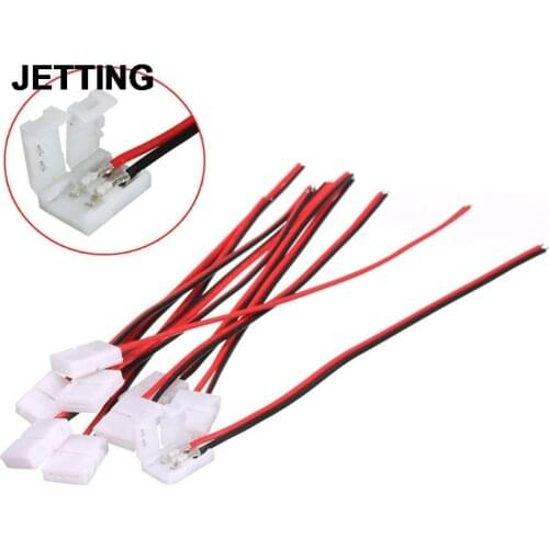 10Pcs/lot PCB Cable 2 Pin LED Strip Connectors 3528/5050 8mm / 10mm Width PCB Ribbon Adapter Wholesale