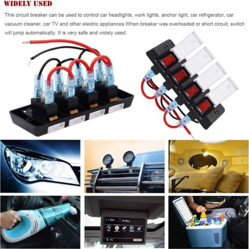 12V 4 Pin Car Auto Fog Light Rocker Toggle Switch Yellow LED Dashboard Sales