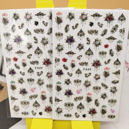 2pcs 3D Nail Sticker Mandala Flower Nail Art Decorations Design Crystal Nails Decals Foil DIY Decoraciones Manicure Accessories