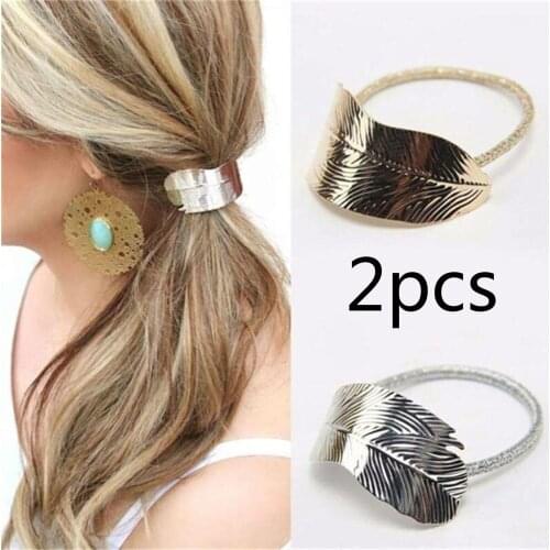 2PCS Fashion Sexy Women Lady Leaf Elastic Hair Band Rope Headband Ponytail Holder Vacation Hairband Hair Accessories