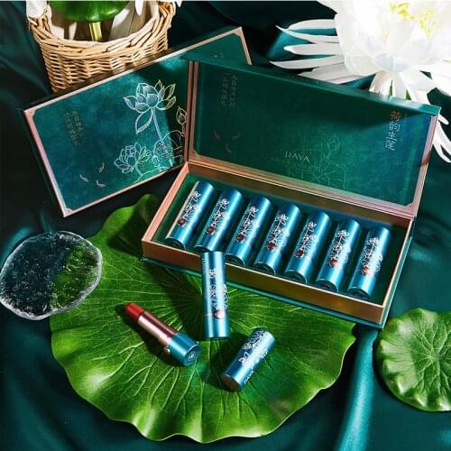 Retro Oriental 7PCS Classical Matte Solid Lipstick Set Waterproof Long Lasting Moisturizing Lip Stick Makeup Cosmetics Set