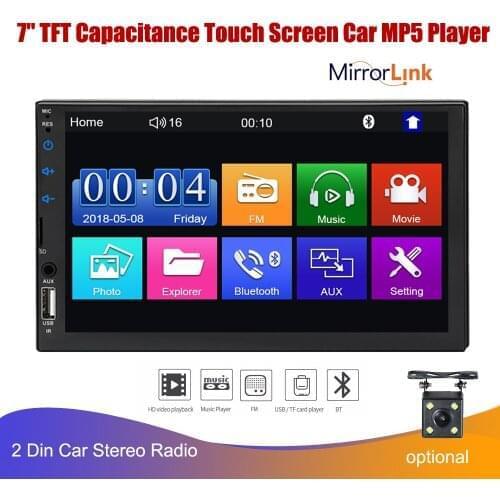 7'' TFT Capacitance Touch Screen Car MP5 Player with Bluetooth FM Radio Receiver Support Rear Camera 2 din Autoradio Mirror link
