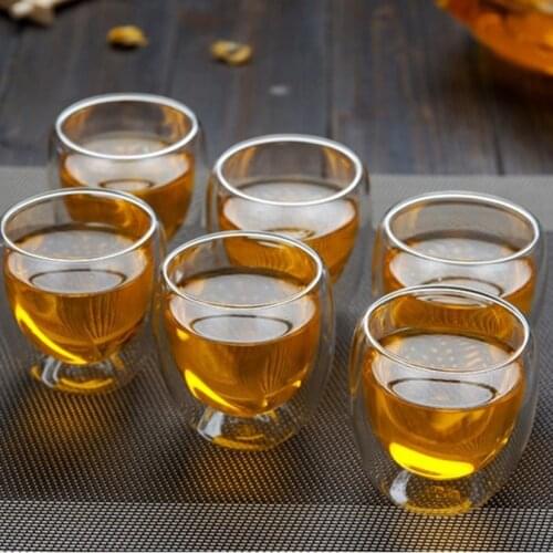 80mlHandmade Heat Resistant Double Wall Glass Tea Drink Cup Insulated Clear Glass Beer Tea Mugs Drinkware Gift