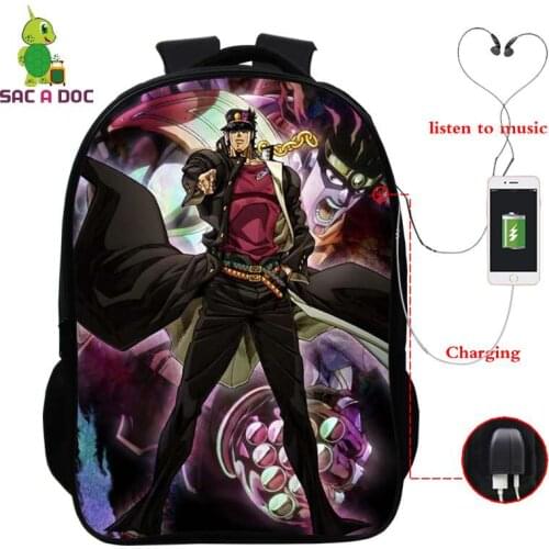Anime Jojo Bizarre Adventure 3d Print Backpack for Teenager Boys Children School Bags Usb Charging Laptop Backpack Kids Book Bag