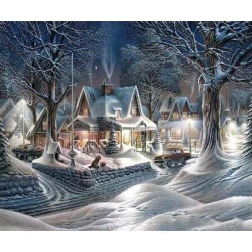 C08369 11CT/14CT/18CT/25CT/28CT night snowing patterns Counted Cross Stitch DIY Cross Stitch Kits Embroidery Needlework Sets