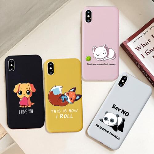 GYKZ Lovely Cat Dog Fox Panda Fitted Case For iPhone 7 11 Pro X XS MAX XR 6 6s 8 Plus Candt Color Soft Phone Cover Animal Fundas