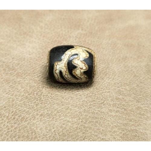 Cylindrical Weathered Dragon Pattern Old Agate Beads Tibetan DZI 12*16mm Louts Totem Pattern Men&women Jewelry DIY 1pcs/lot