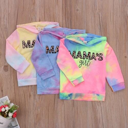 Citgeett Autumn Children Baby Girls Boys Hooded Pullover Long Sleeve Tie Dye Sweater Embroidery Letter Print Spring Clothes