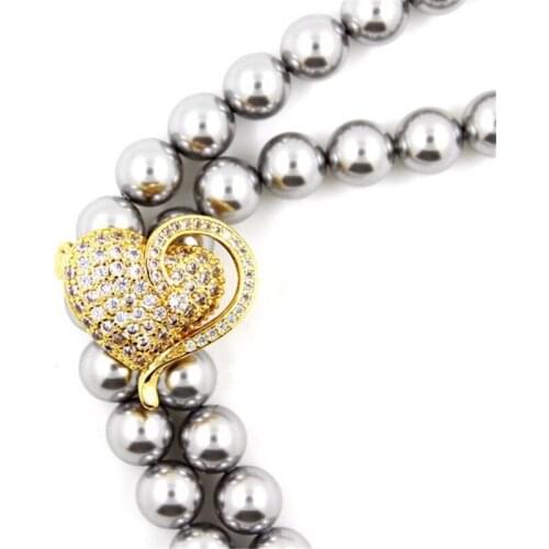 DIY accessories 14K gold micro inlaid love pearl beeswax jade double row necklace clip button double row fixed button