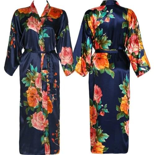 Long Floral Robe Kimono Bridal Pure Satin Silk Bathrobe Night Dress Wedding Robes for Bridesmaids and Bride Sleepwear Flower New
