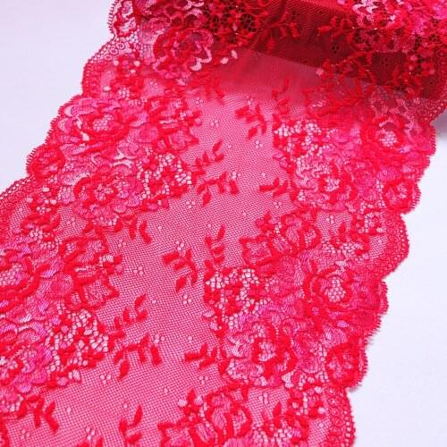 2Yards 22.5 cm Width Elastic Stretch Lace Trims Red Hot Red For Cloth Accessories Bra Dress Sewing Applique Costume Lace Fabrics
