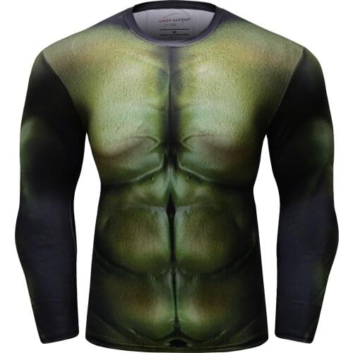 Factory Male Rashguard Sports t-shirt Compression Long Sleeve Shirts Gym Clothing 3D Print Design