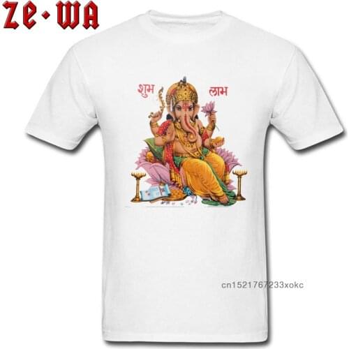 Shiva Ganesha Print T-shirt Men White T Shirt Elephant God On Adult Clothes Custom No Fade Cotton Tshirt O Neck Tops Tees