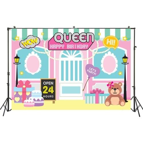 HUAYI Photography Backdrop princess girls shop photo background baby shower photobooth birthday backdrops photocall W-3799