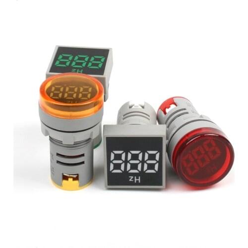 22mm Digital Display Electricity Hertz meter colorful with LED Round/Square meter AC 60-500V blue yellow red green white