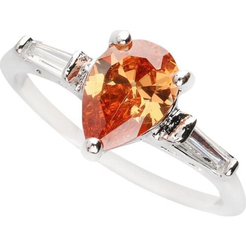 Pear Brown Morganite 6*9mm Semi-precious Stone Sterling Silver AiMolies Ring Q0008C