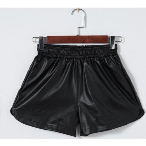 Leather Shorts Womens Autumn Winter Plus Size Korean Style High Waist Wide Legs Loose Thin PU Leather Pants