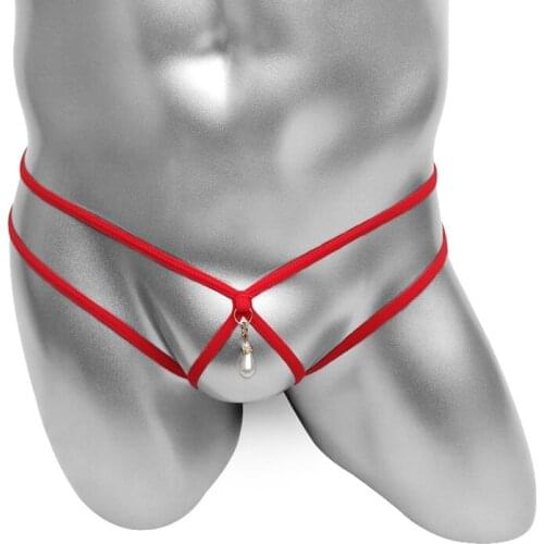 Lace Sexy Sissy Underwear With Floral Embroidery Penis Hole Fashion Mens Thong G-Strings Bikini Open Crotch Lingerie