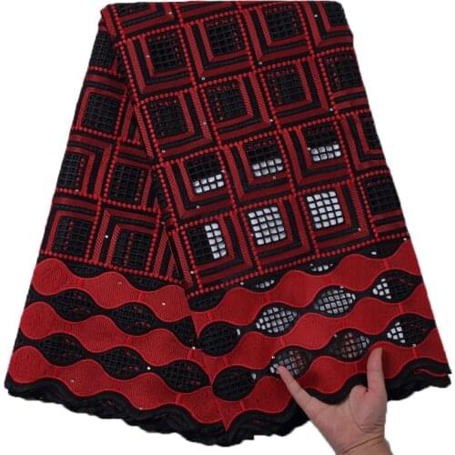 SJD LACE 100% cotton bright diamond Swiss voile fabric embroidery African lace fabric mesh Nigeria fabric for weddingparty A2206