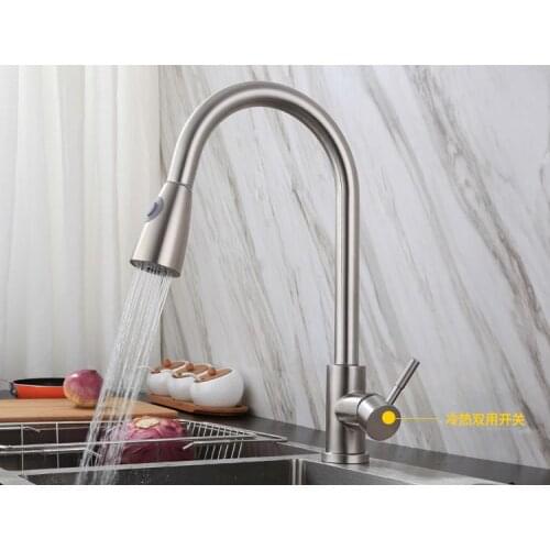 304 Stainless Steel Kitchen Pull Type Faucet Net Red Hot And Cold Basin Expansion Tap Out Faucets