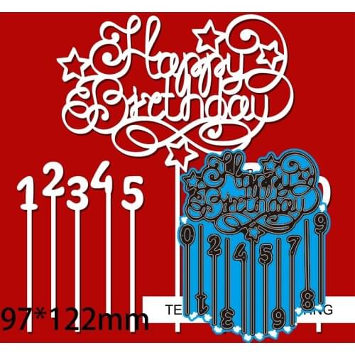 Cutting Metal Dies Happy Birthday Numbers New Stencils DIY Scrap booking Paper Cards Craft Making Craft Decoration 97*122 mm