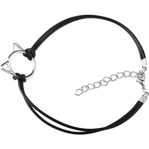 2020 Hot Cute Cut-Out Cat Bracelet Fashion Simple Animal Unisex Alloy Leather Bracelets Jewelry Wholesale