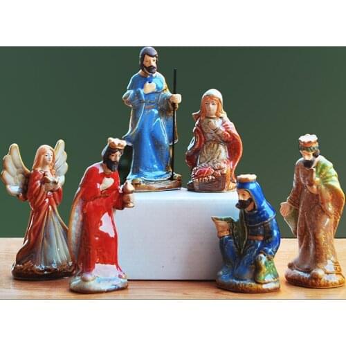 New Fashion 6-piece Set Christ Jesus Teaching Gifts Lord Catholic Wedding Birthday Christmas Gift Jesus Birth Trough Ornaments