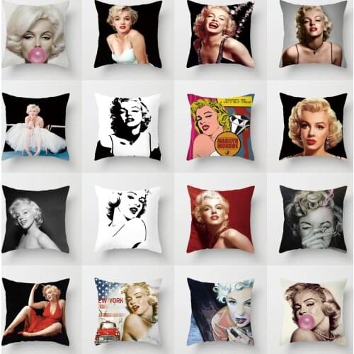Marilyn Monroe Cushion Cover Decorative Polyester Sofa Throw Pillow Cover Retro Women Super Stars Pillowcase Home Decor 45X45CM
