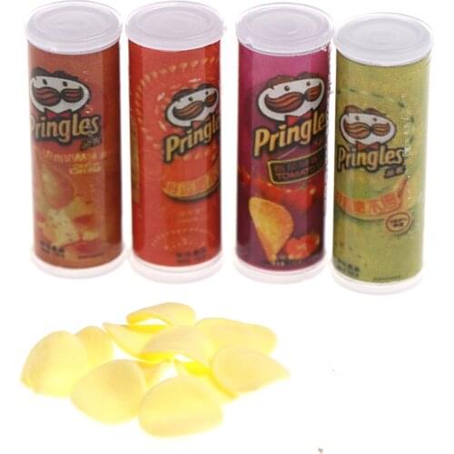 New 4Pcs/set 1:12 Dollhouse Miniature Food Potato Chips Bottles Dolls Kitchen Food For Dollhouse Decals