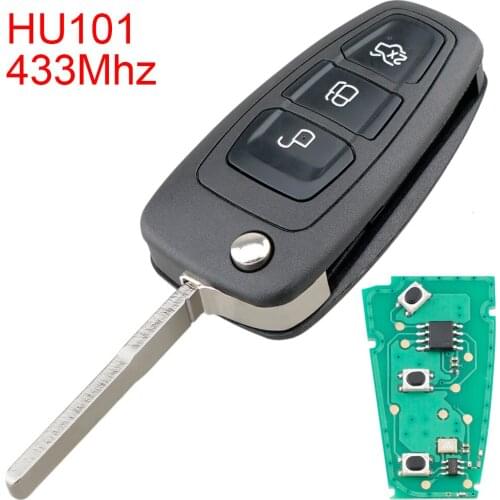 433Mhz 3 Button Remote Car Key Flip Keyless Entry Fob HU101 Blade Keyless Entry for Ford Mondeo Focus Fiesta Titanium 2011 2012