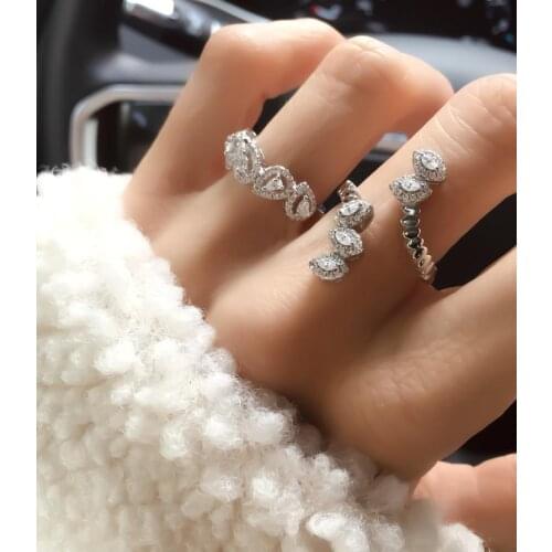 Luxury Big Square Cut AAA Zircon Ring with Micro Paved CZ Wedding big cz Rings for Brides Silver color Jewelry Israel style