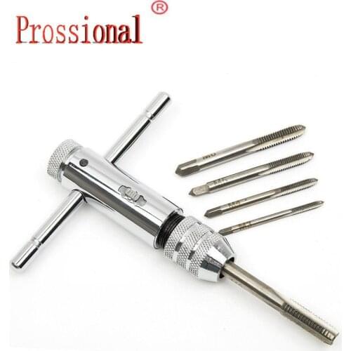 Lowest price 5Pcs/set Adjustable M3-M8 T-Handle Ratchet Tap Wrench Machinist Tool Screw Thread Plug Tap Machinist Tool