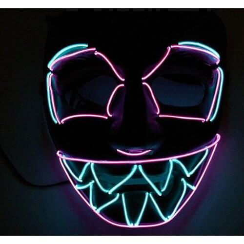 Glowing Horror Mask Cosplay Party Smiling Face EL Wire Mask For Halloween Carnival