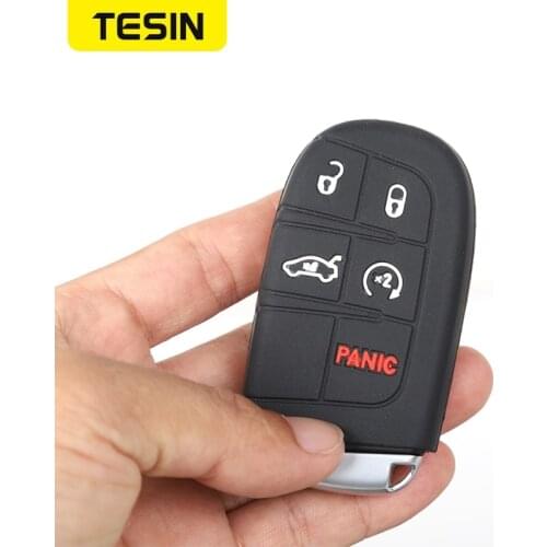 TESIN Remote Fob Case Silicone Key Cover For Jeep Cherokee Renegade Remote Key Shell Case For Dodge Journey Dart Durango Charge