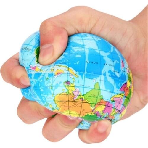 [Funny] 12pcs/lot Anti Stress Relief World Map Foam Ball Atlas Globe Palm Ball Planet Earth Ball bouncing ball baby toy gift