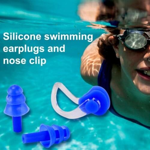 3Pcs/Set Soft Durable Silicone Waterproof Ear Plugs Nose Clip Suit for Swimming Ear Plugs Nose Clip