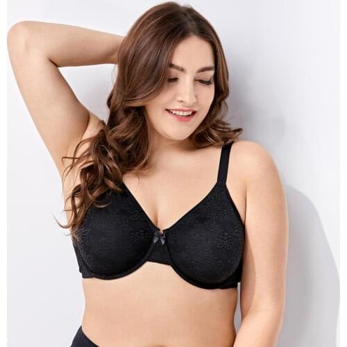 Womens Plus Size Full Coverage Non Padded Underwire Wide Straps Supportive Sheer Lace Bra Racerback