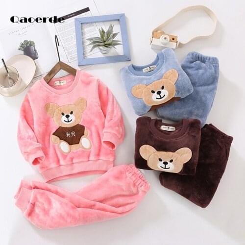 Winter Flannel Kids Pajamas Sets Child Warm Sleepwear Cartoon Animals Baby Girls Boys Nightwear Children Pajamas For Girls