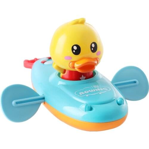1 pcs Cute Cartoon Duck Bath Toys Classic Water Toy Back Rowing Boat Baby Bathing Swim Duck Chain Clockwork Toy for Children
