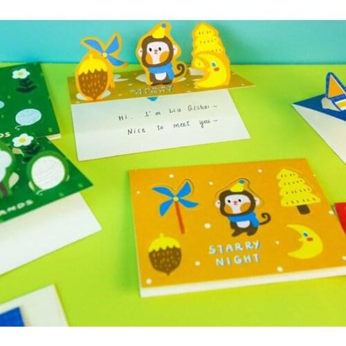 1packs/lot New Three-dimensional Forest Animal design MINI Greeting card+Envelope set Thanksgiving Card office school supplies