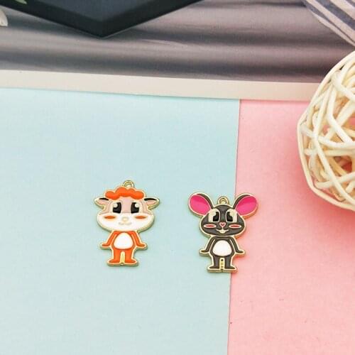 10pcs Cute Animal Rats Enamel Charms Pendants Fit Fashion Earring Jewelry Making Accessory Cartoon Mouse Keychain Charms FX236