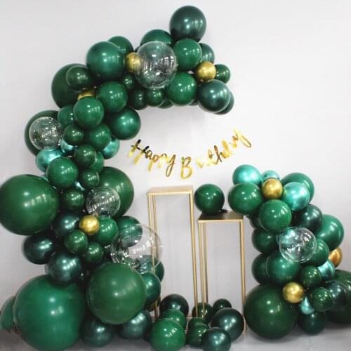20pcs 5/10inch Dark Green Balloon Metallic Latex Balloons Birthday Party Decorations Adult Helium Baloons Wedding Supplies