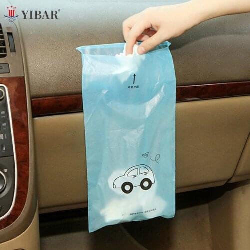 50pcs Car Trash Bag Disposable Self-Adhesive Car Biodegradable Trash Rubbish Holder Garbage Storage Bag Vomit Bags Car Trash Bin